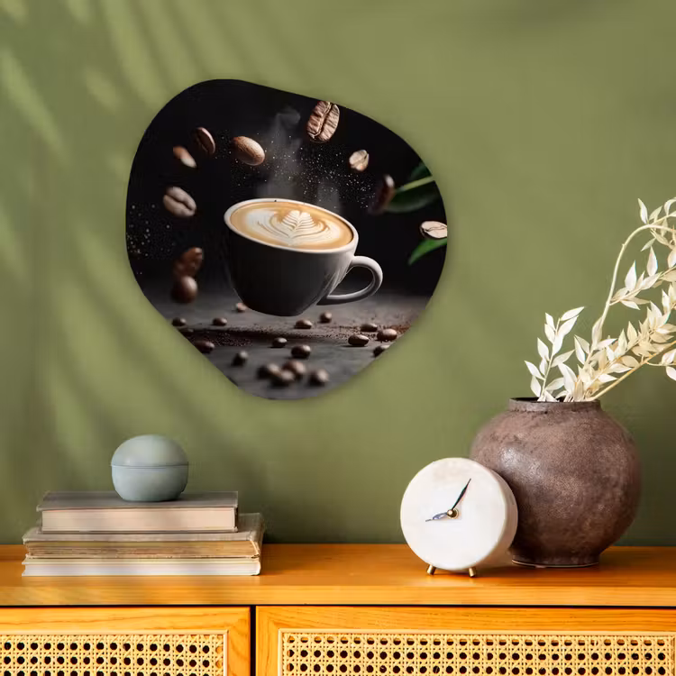 Organisch schilderij - Forex - Cappuccino - Kop - Bonen - Bruin — 2