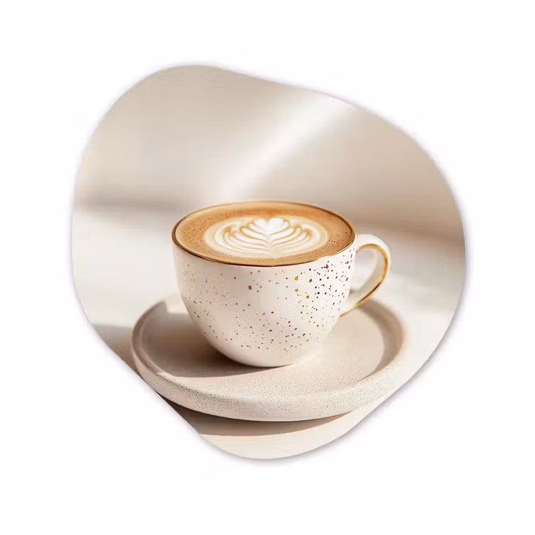 Organisch schilderij - Forex - Cappuccino - Schuim - Schotel - Beige — 1