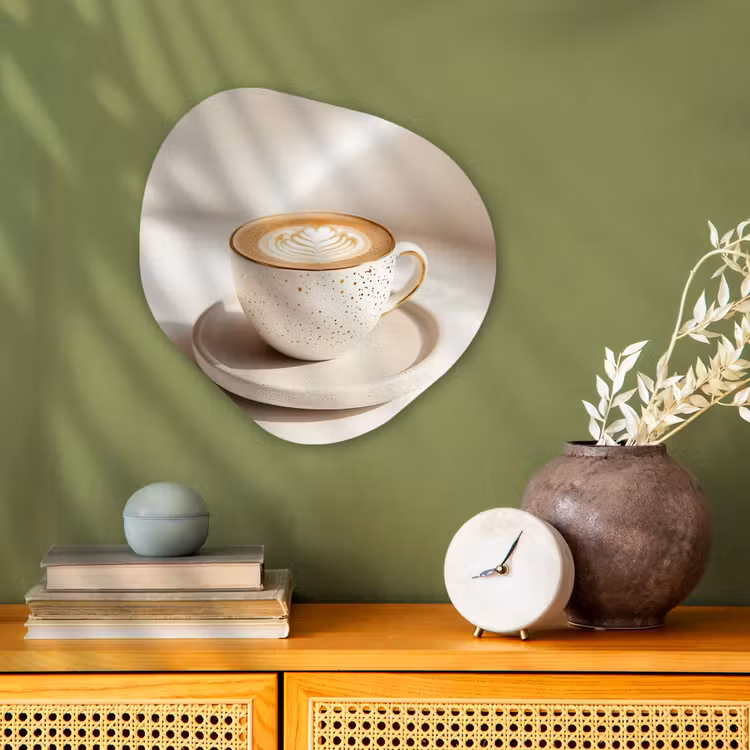 Organisch schilderij - Forex - Cappuccino - Schuim - Schotel - Beige — 2