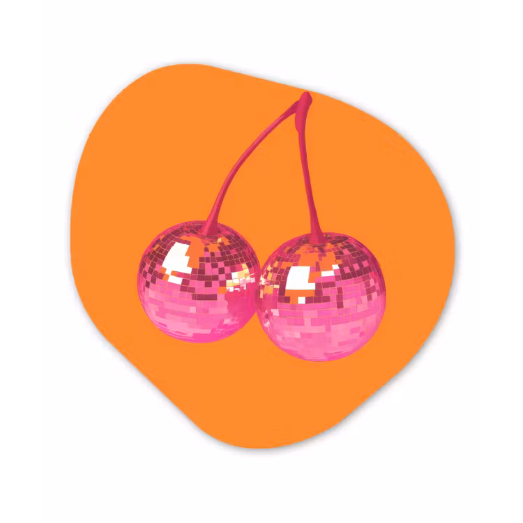 Organisch schilderij - Forex - Discoballen - Kers - Spiegels - Roze — 1