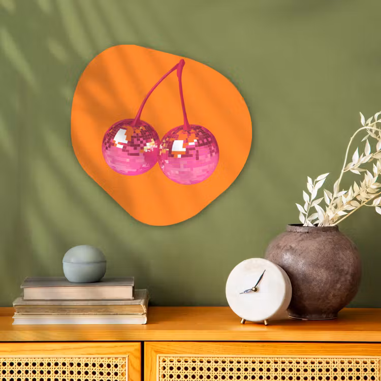 Organisch schilderij - Forex - Discoballen - Kers - Spiegels - Roze — 2