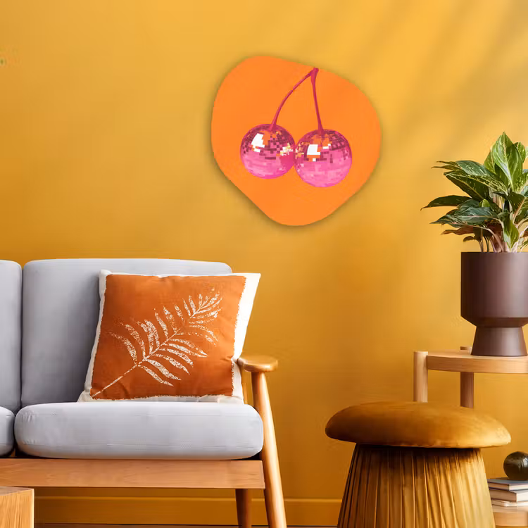 Organisch schilderij - Forex - Discoballen - Kers - Spiegels - Roze — 3