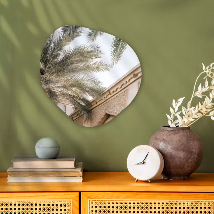 Organisch schilderij - Forex - Gebouw - Palmbomen - Beige - Zon — 2