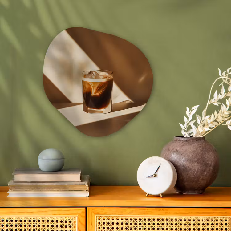 Organisch schilderij - Forex - Glas - Ijskoffie - Schaduw - Bruin — 2