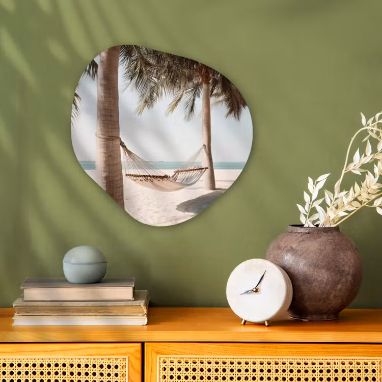 Organisch schilderij - Forex - Hangmat - Palmbomen - Strand - Zee — 2