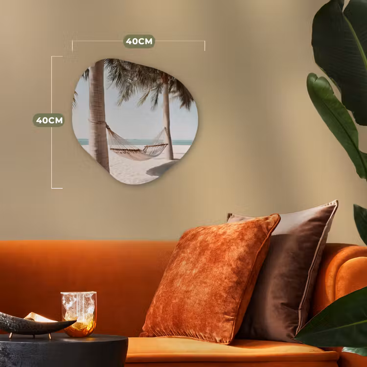 Organisch schilderij - Forex - Hangmat - Palmbomen - Strand - Zee — 4