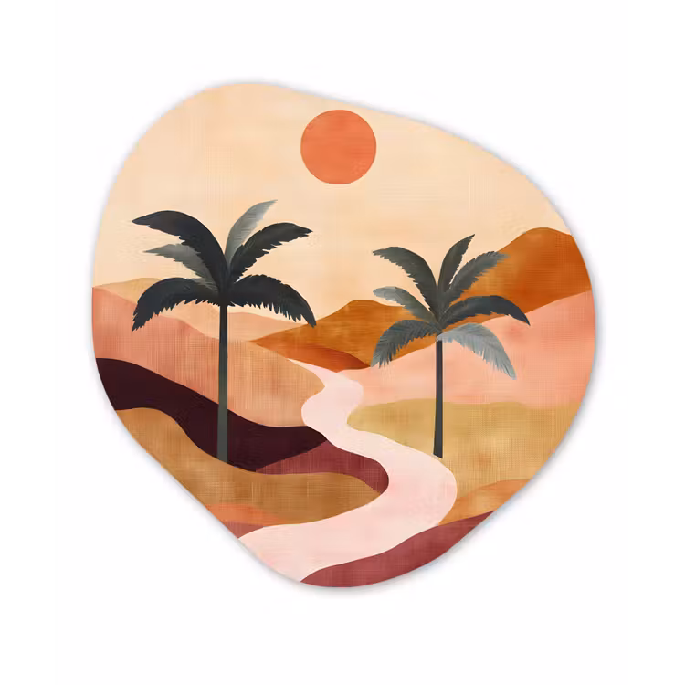 Organisch schilderij - Forex - Heuvels - Palmbomen - Abstract — 1