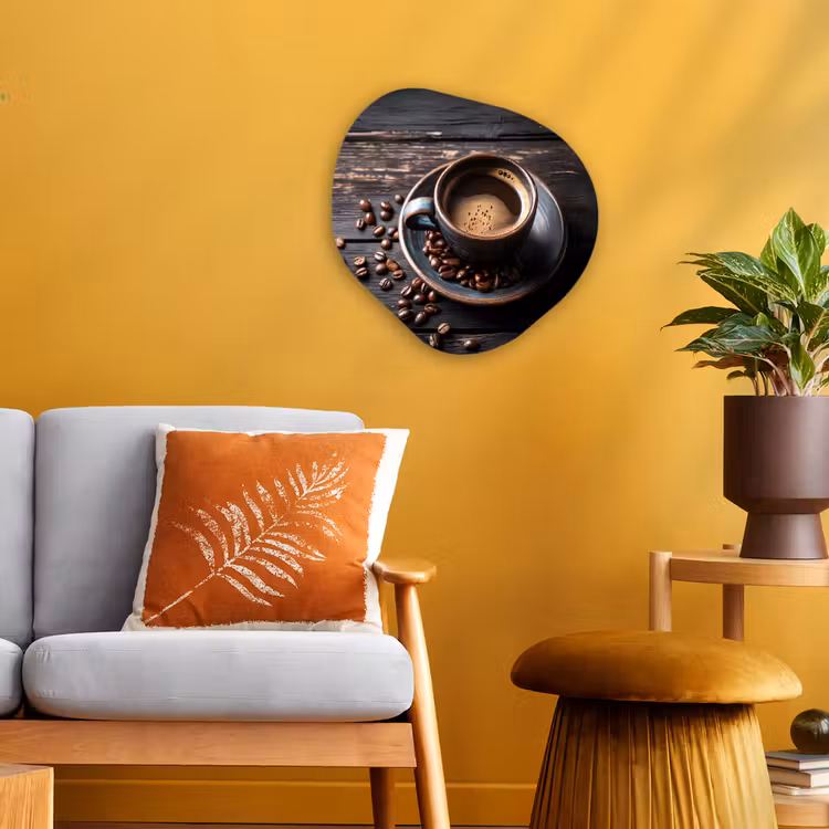 Organisch schilderij - Forex - Kop - Koffie - Hout - Bonen — 3