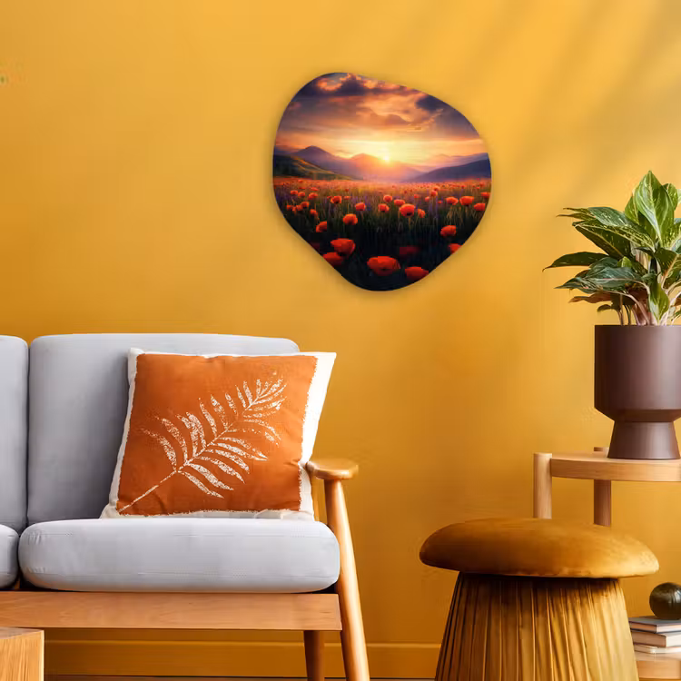Organisch schilderij - Forex - Landschap - Zonsondergang - Bloemenveld — 3