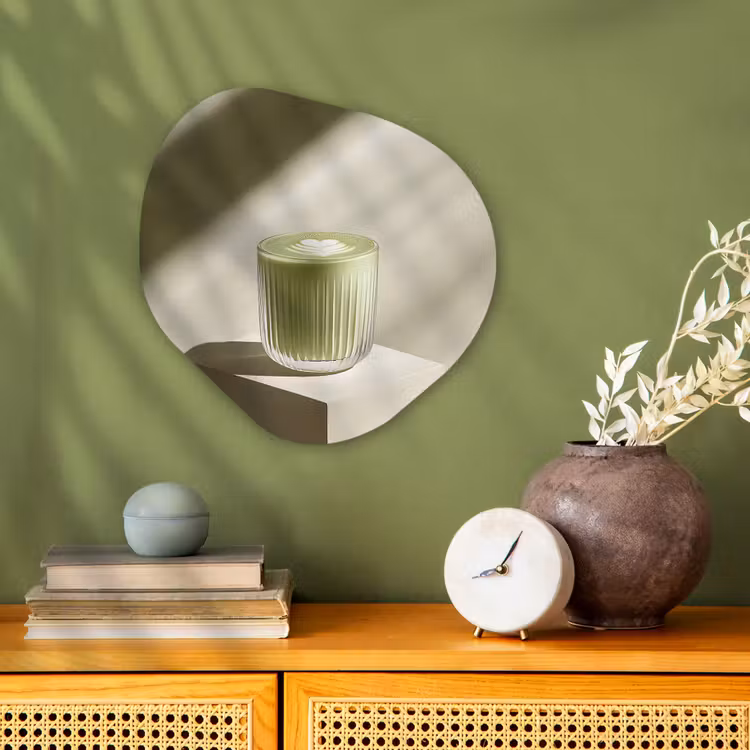 Organisch schilderij - Forex - Matcha - Glas - Groen - Minimalistisch — 2