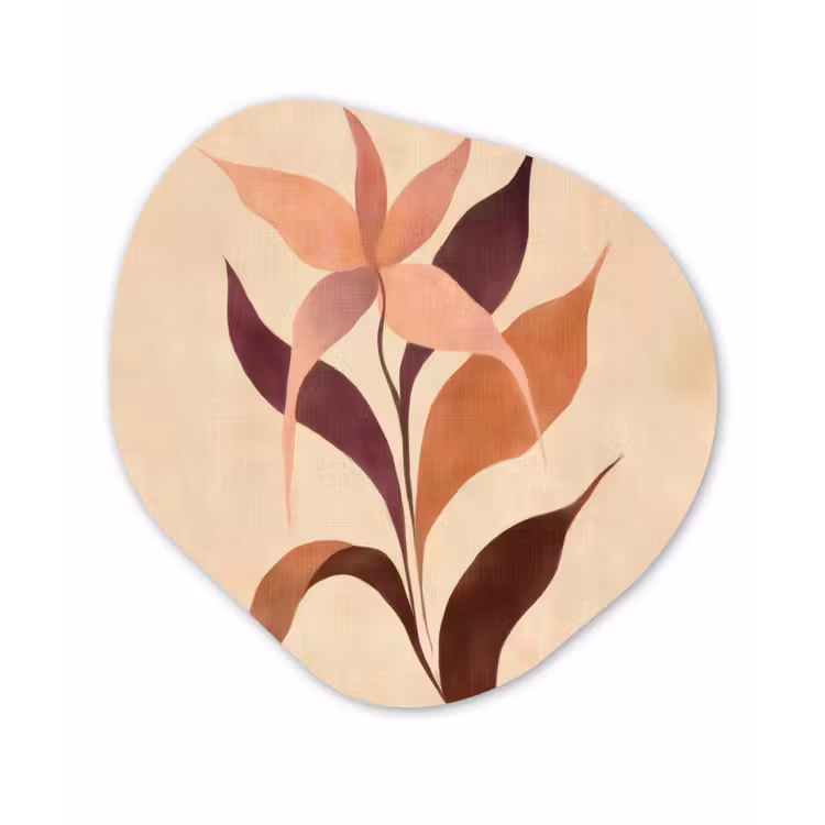 Organisch schilderij - Forex - Minimalistisch - Bloem - Bladeren - Beige — 1