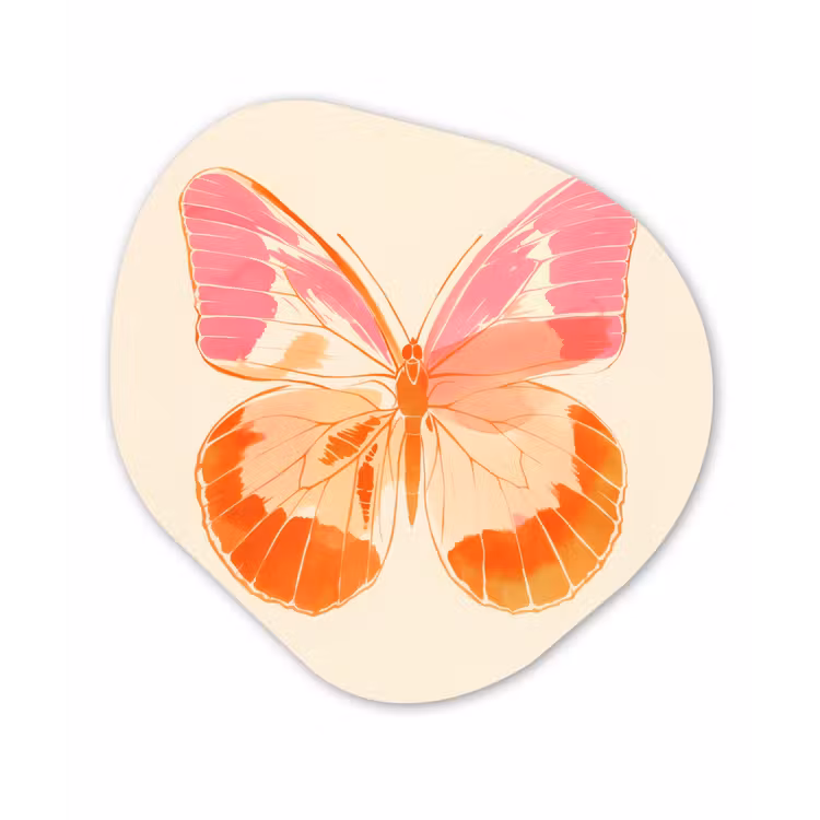 Organisch schilderij - Forex - Oranje - Vlinder - Minimalistisch — 1