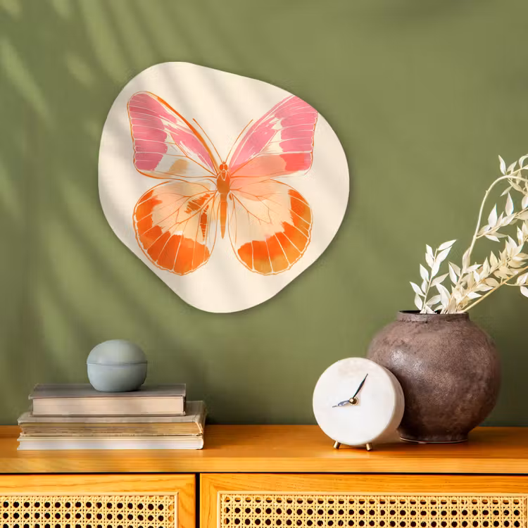 Organisch schilderij - Forex - Oranje - Vlinder - Minimalistisch — 2