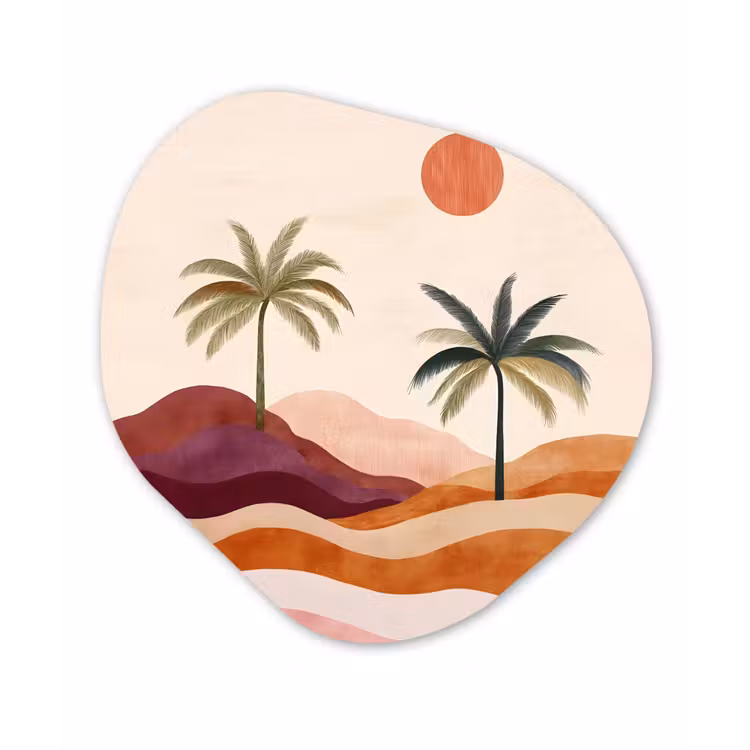 Organisch schilderij - Forex - Palmbomen - Abstract - Zon - Heuvels — 1