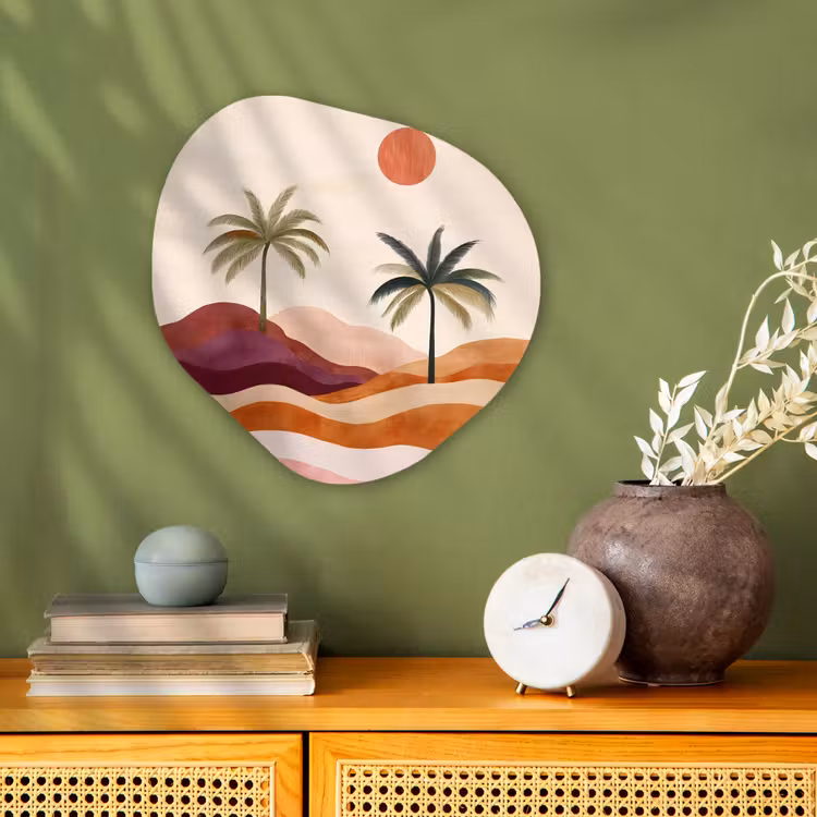 Organisch schilderij - Forex - Palmbomen - Abstract - Zon - Heuvels — 2