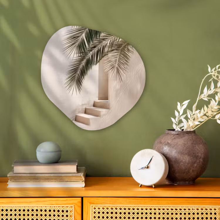Organisch schilderij - Forex - Palmboom - Schaduw - Trap - Beige — 2