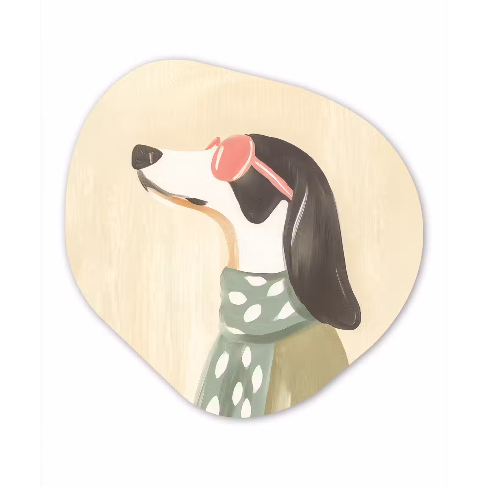 Organisch schilderij - Forex - Hond - Zonnebril - Sjaal — 1