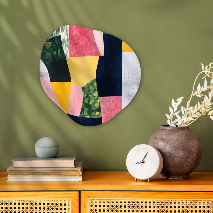 Organisch schilderij - Forex - Abstract - Roze - Lappen - Vormen - Geel — 2