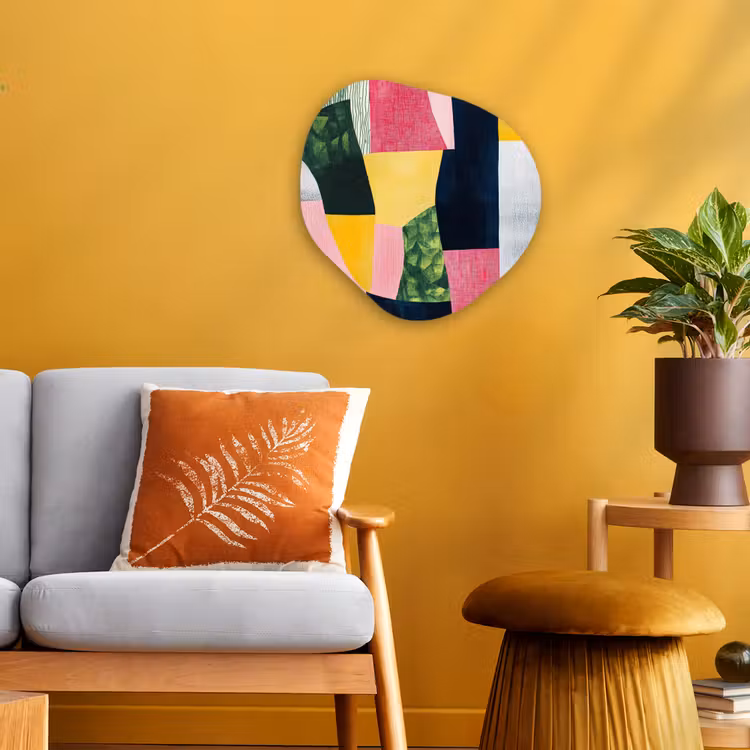 Organisch schilderij - Forex - Abstract - Roze - Lappen - Vormen - Geel — 3