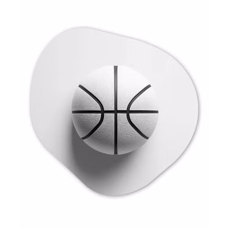 Organisch schilderij - Forex - Basketbal - Wit - Schaduw - Lijnen — 1