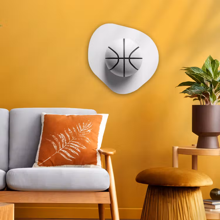 Organisch schilderij - Forex - Basketbal - Wit - Schaduw - Lijnen — 3
