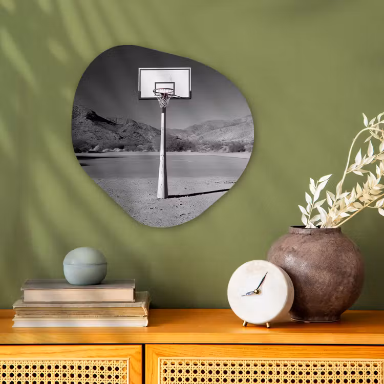 Organisch schilderij - Forex - Basketbalpaal - Landschap - Zand - Wit — 2
