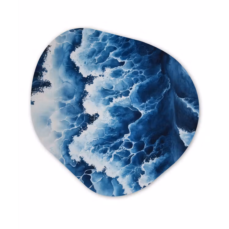 Organisch schilderij - Forex - Golven - Blauw - Schuim — 1