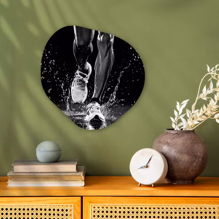 Organisch schilderij - Forex - Hardloopschoenen - Rennen - Druppels - Zwart — 2