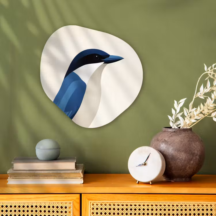 Organisch schilderij - Forex - Illustratie - Blauw - Vogel — 2