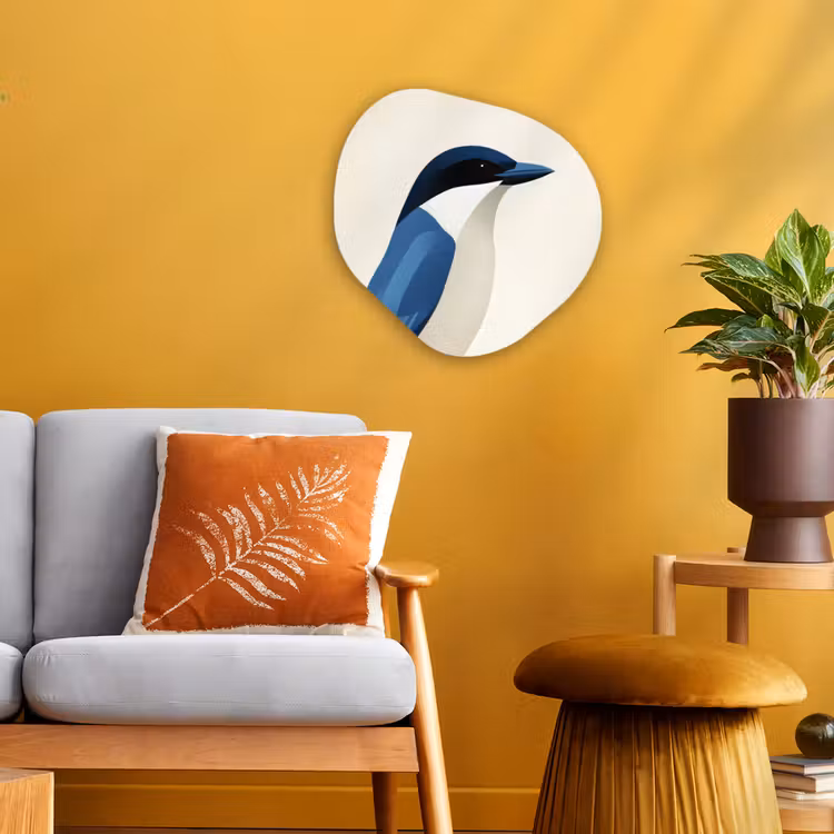 Organisch schilderij - Forex - Illustratie - Blauw - Vogel — 3