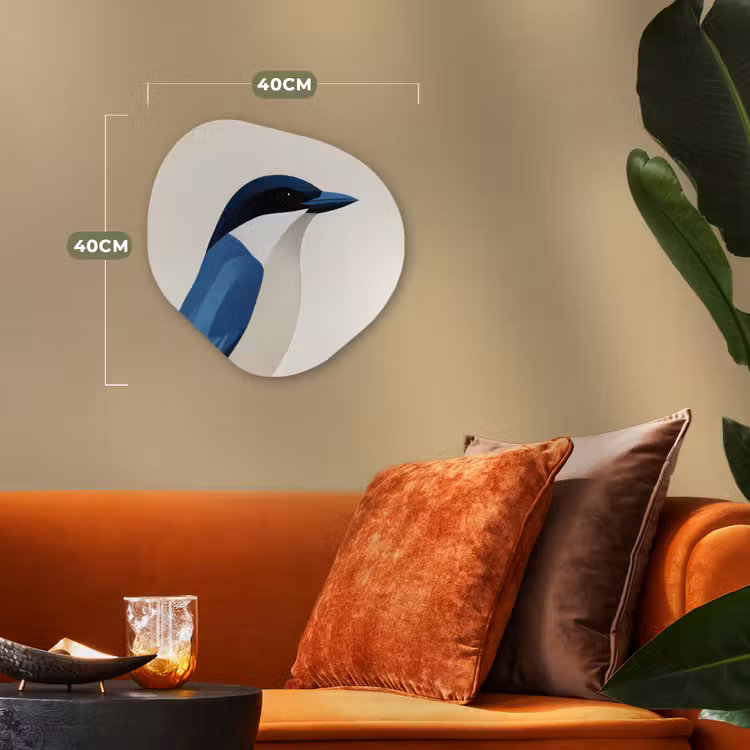 Organisch schilderij - Forex - Illustratie - Blauw - Vogel — 4