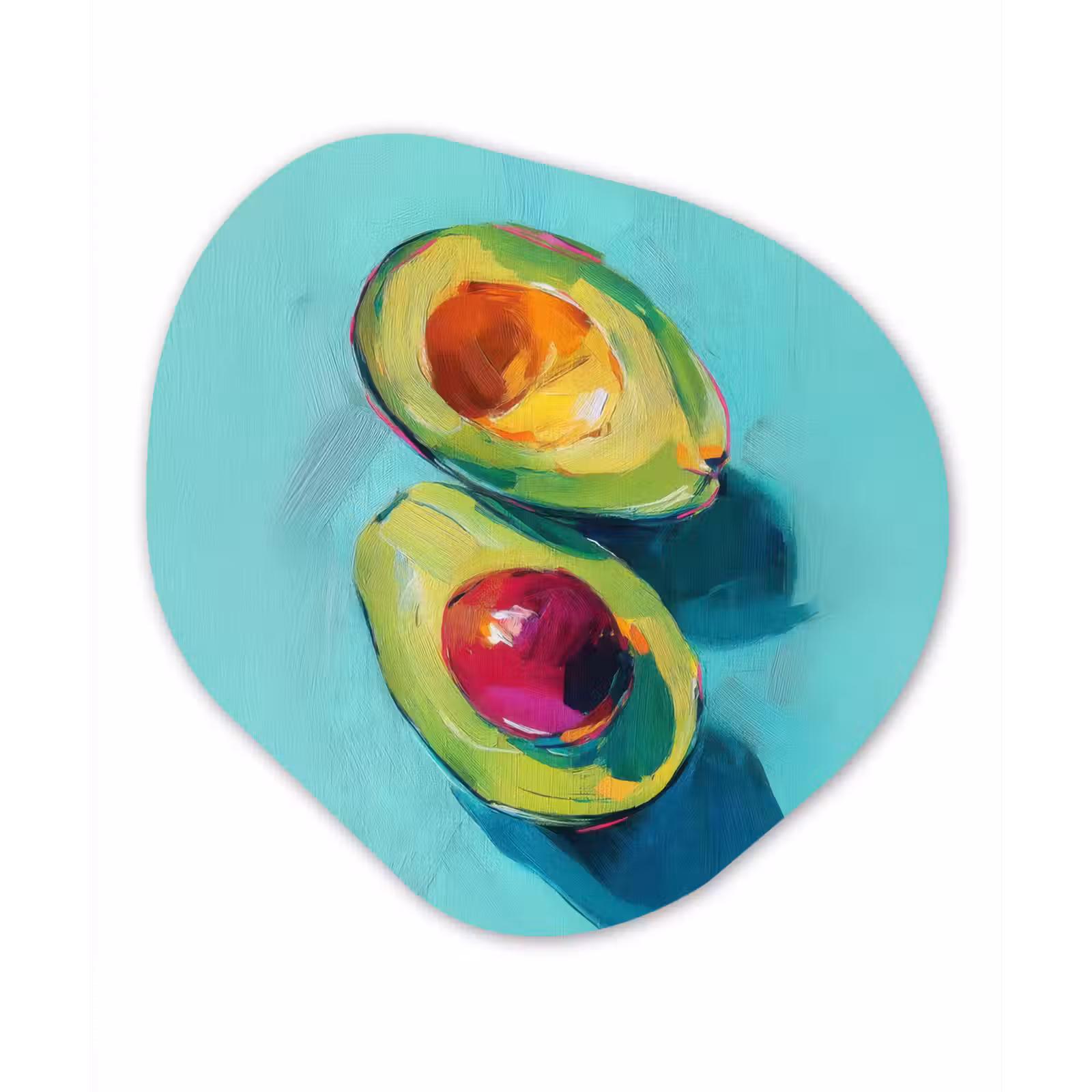 Organisch schilderij - Forex - Avocado - Groen - Pit - Schaduw — 1