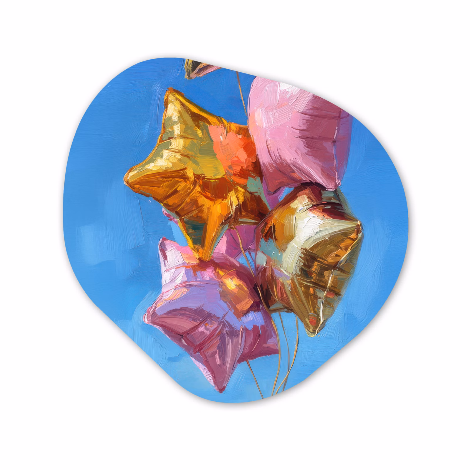 Organisch schilderij - Forex - Ballonnen - Goud - Stervorm - Roze — 1