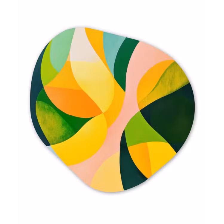 Organisch schilderij - Forex - Abstract - Geel - Roze - Groen — 1