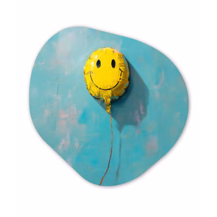 Organisch schilderij - Forex - Ballon - Geel - Smiley — 1