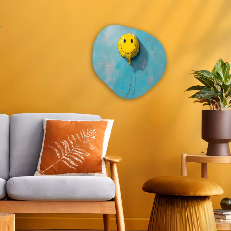 Organisch schilderij - Forex - Ballon - Geel - Smiley — 3