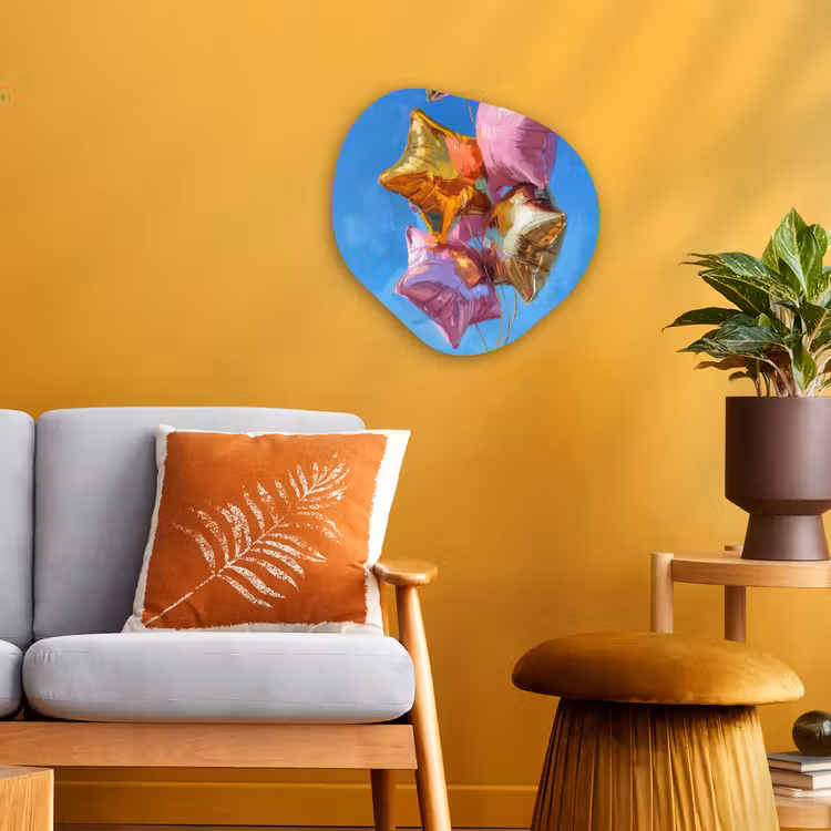 Organisch schilderij - Forex - Ballonnen - Goud - Stervorm - Roze — 3