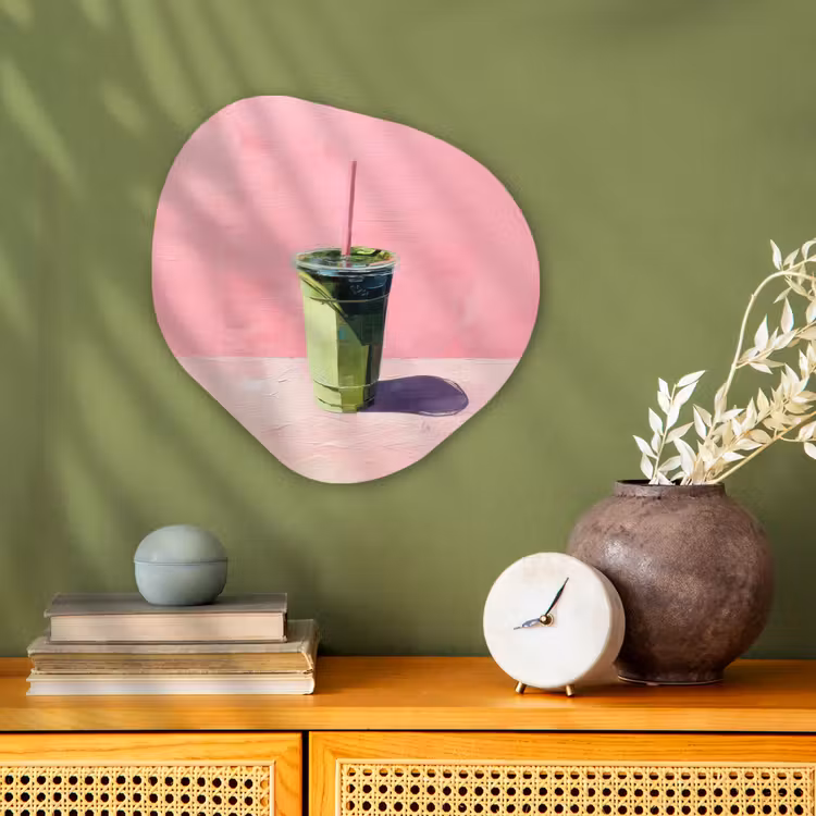 Organisch schilderij - Forex - Beker - Rietje - Minimalistisch - Groen — 2