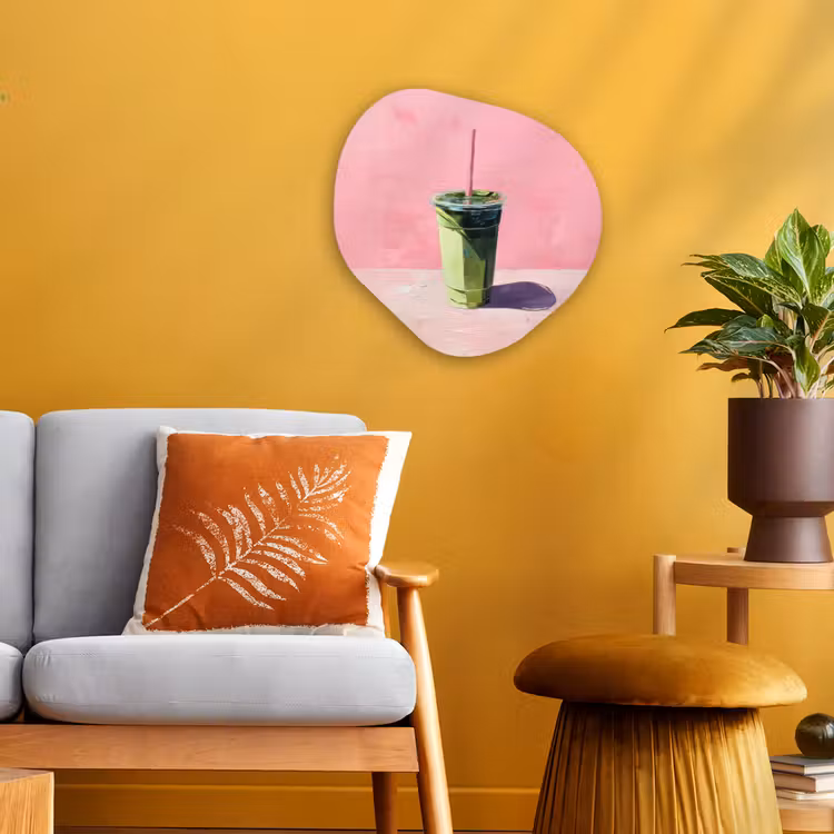 Organisch schilderij - Forex - Beker - Rietje - Minimalistisch - Groen — 3