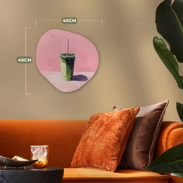 Organisch schilderij - Forex - Beker - Rietje - Minimalistisch - Groen — 4