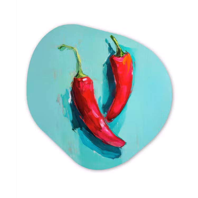 Organisch schilderij - Forex - Chilipepers - Geverfd - Rood — 1