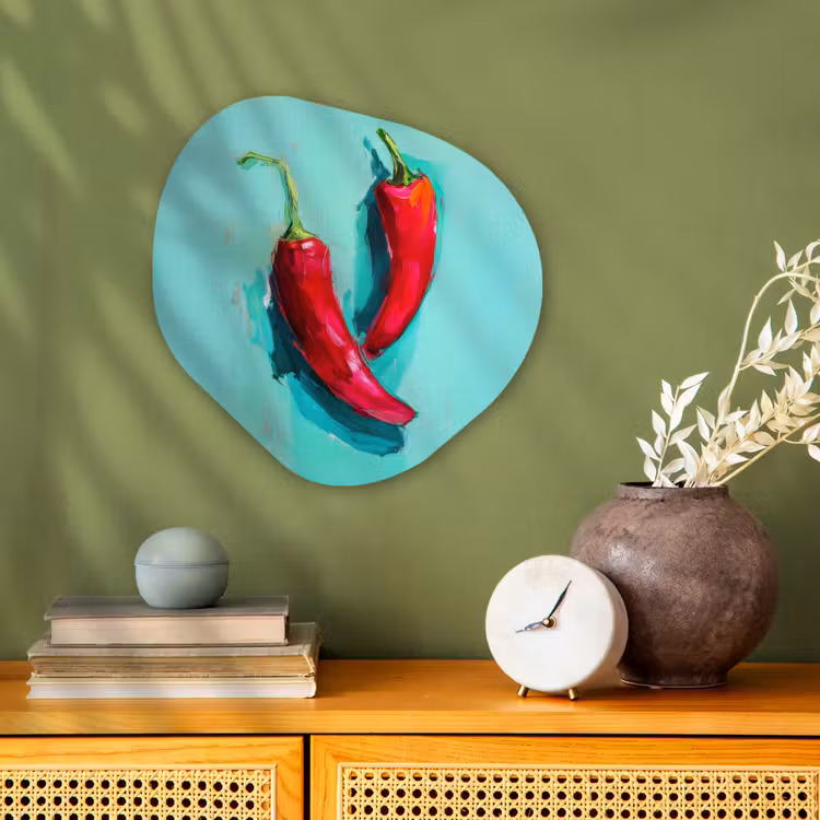 Organisch schilderij - Forex - Chilipepers - Geverfd - Rood — 2