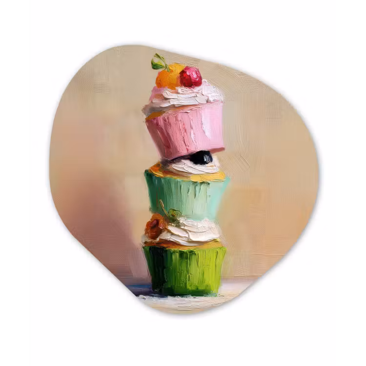 Organisch schilderij - Forex - Cupcakes - Gestapeld - Kleurrijk - Fruit — 1