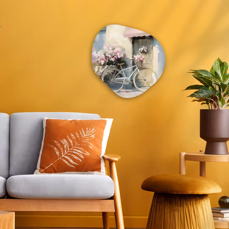 Organisch schilderij - Forex - Fiets - Pastelkleuren - Bloemen — 3