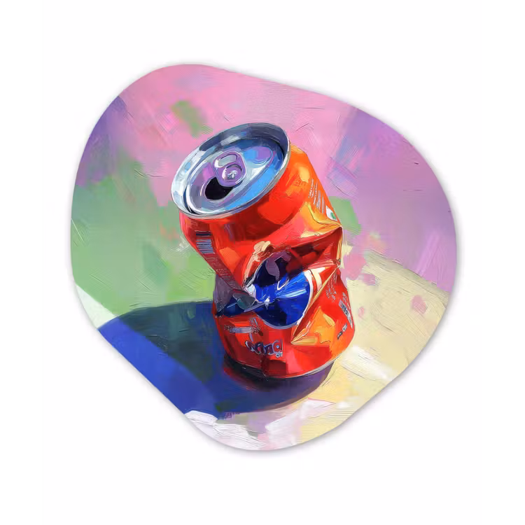 Organisch schilderij - Forex - Frisdrank - Blik - Paars — 1