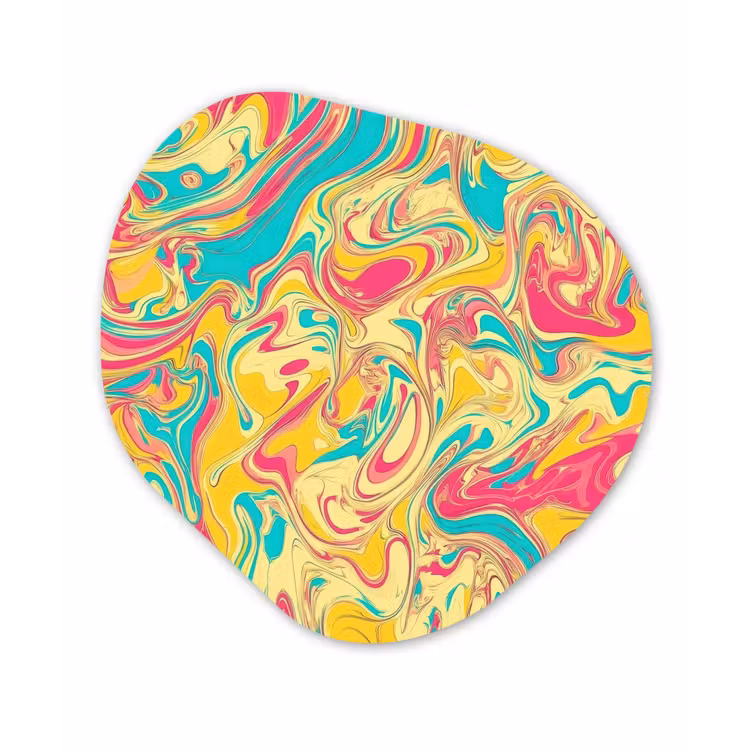 Organisch schilderij - Forex - Geel - Roze - Blauw - Retro — 1