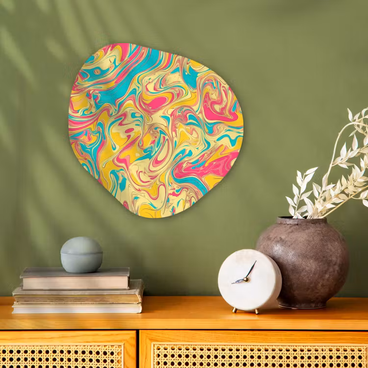 Organisch schilderij - Forex - Geel - Roze - Blauw - Retro — 2