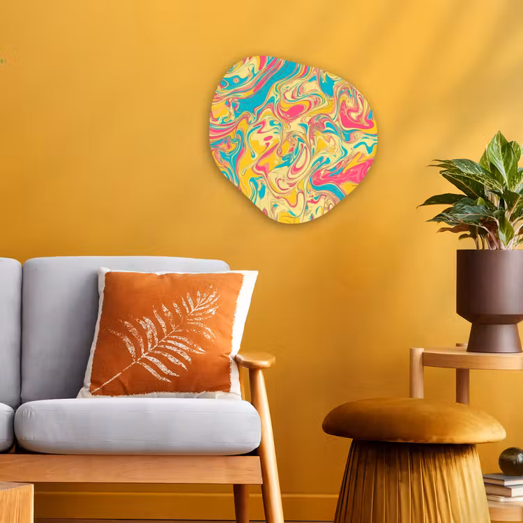 Organisch schilderij - Forex - Geel - Roze - Blauw - Retro — 3