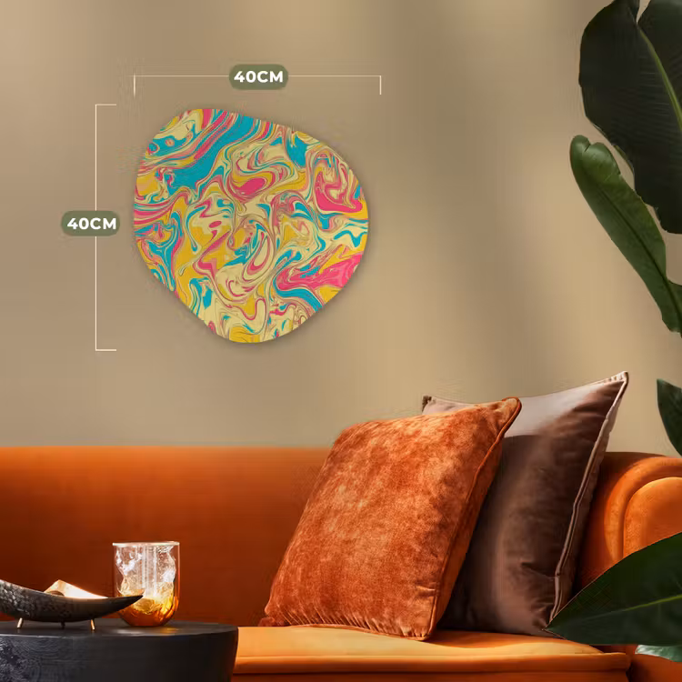 Organisch schilderij - Forex - Geel - Roze - Blauw - Retro — 4