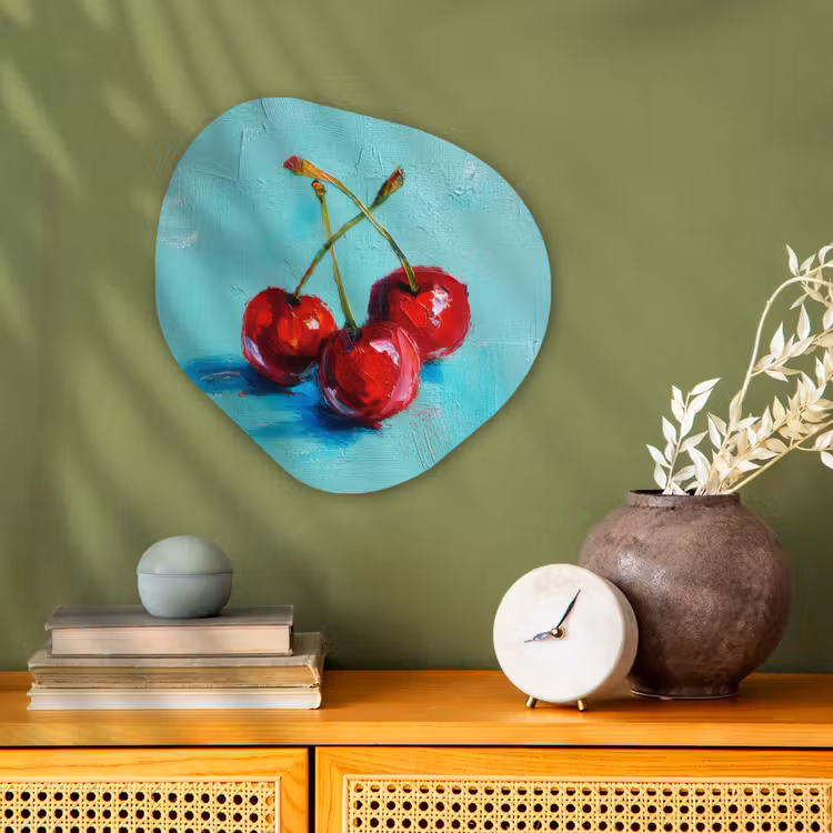 Organisch schilderij - Forex - Kersen - Rood - Drie - Geverfd — 2